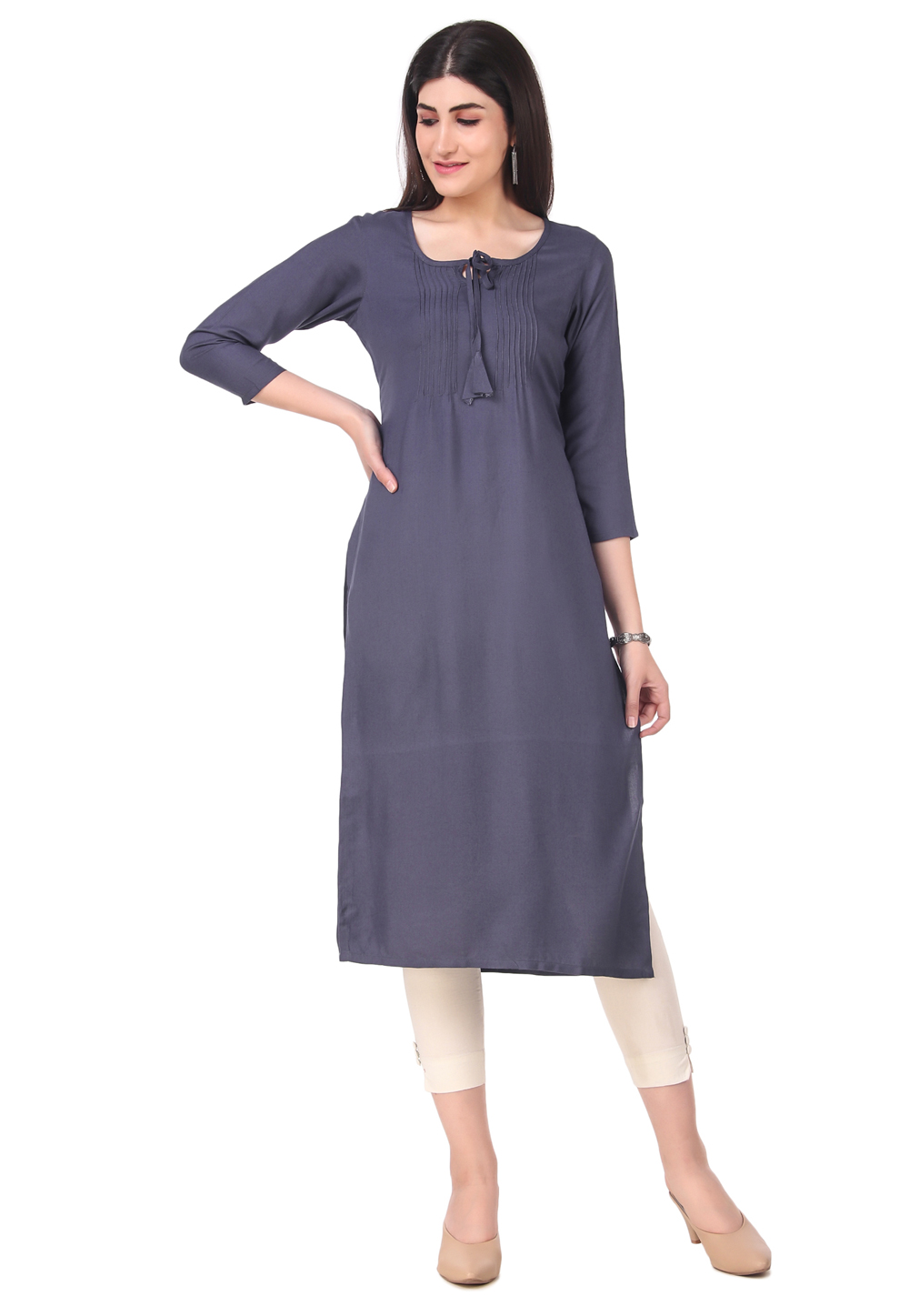 Grey Rayon Kurti 221135
