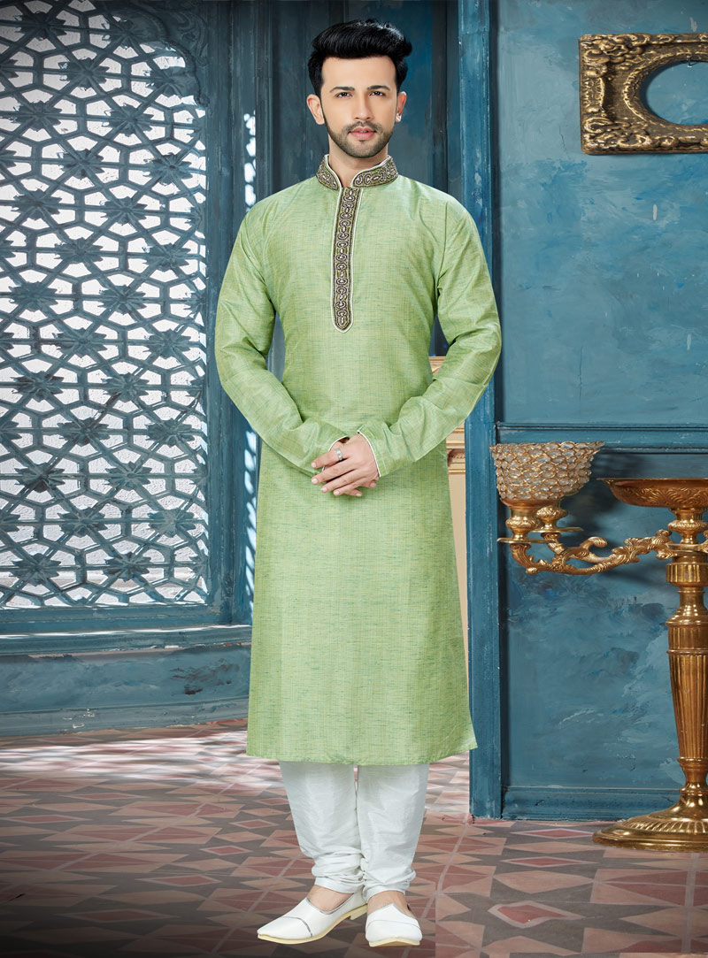 Green Banglori Silk Readymade Kurta Pajama 143772