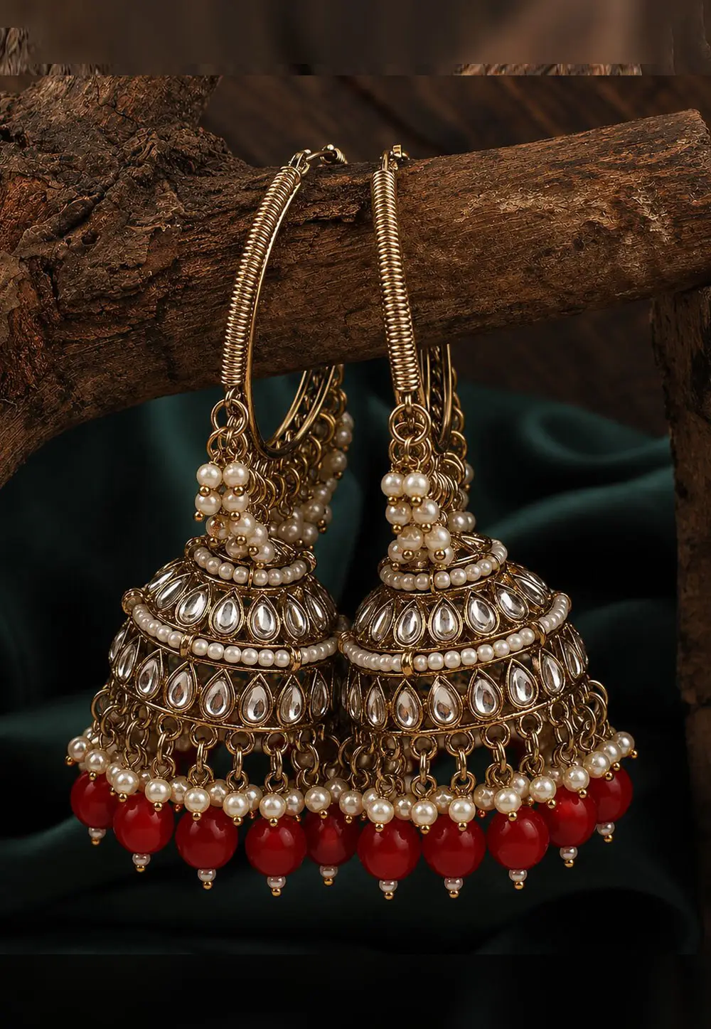 Red Alloy Earrings 331238