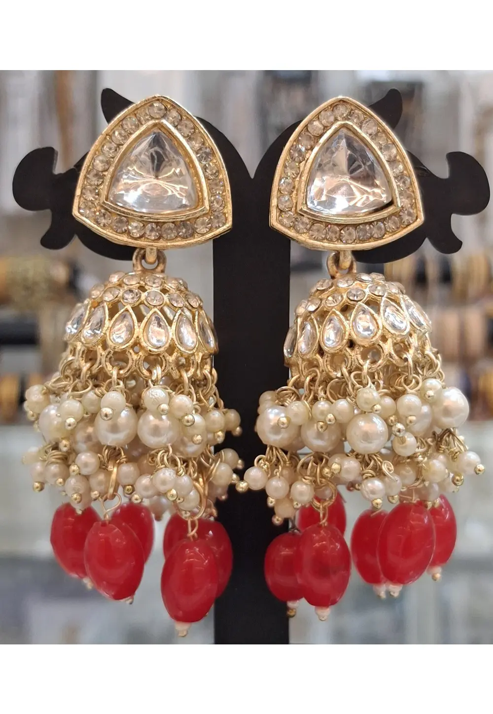 Red Alloy Earrings 331393