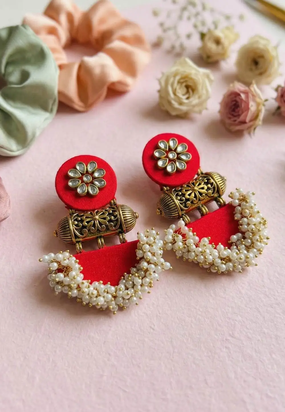 Red Alloy Earrings 332169
