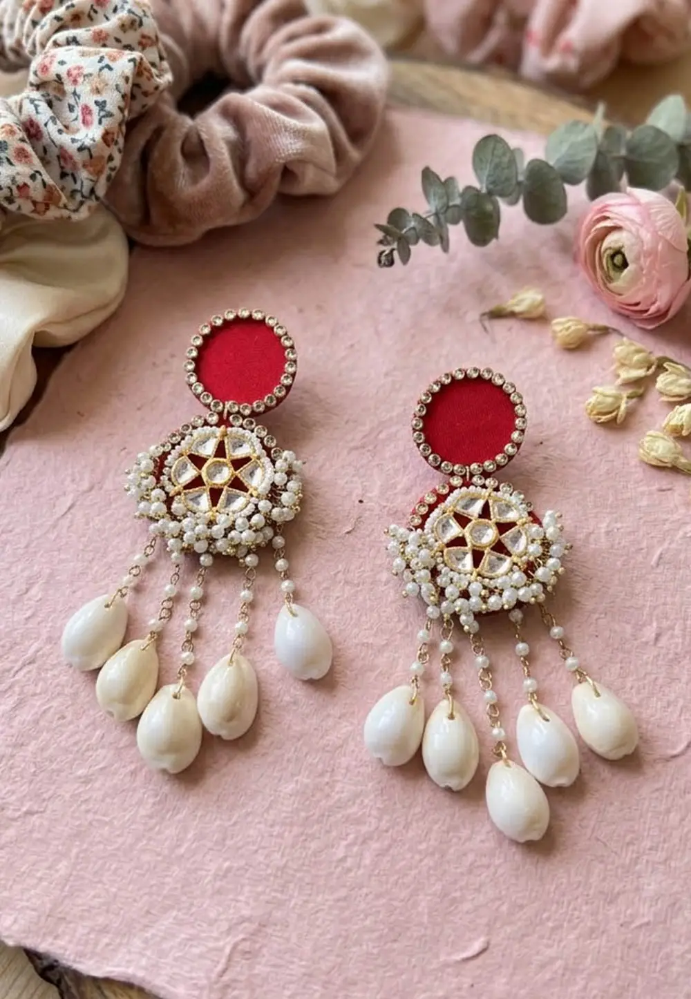 Red Alloy Earrings 332183