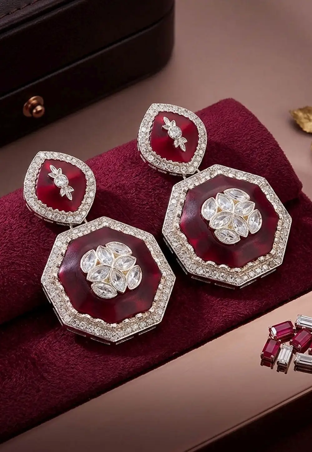 Red Alloy Earrings 336172