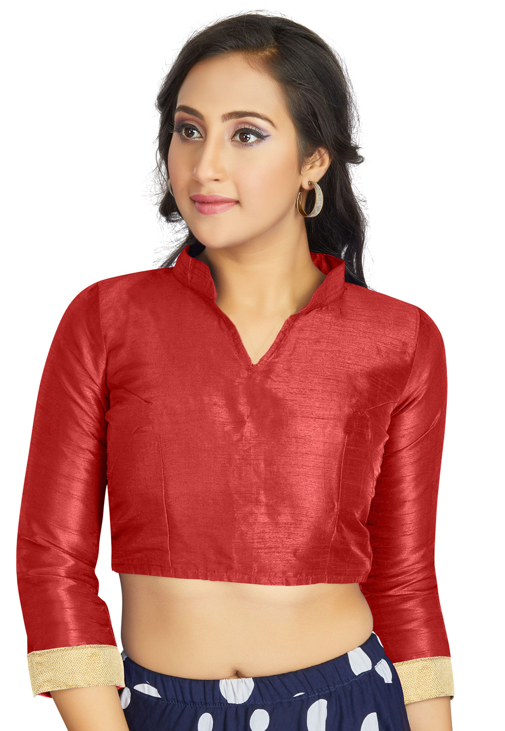 Red Art Silk Readymade Blouse 319621