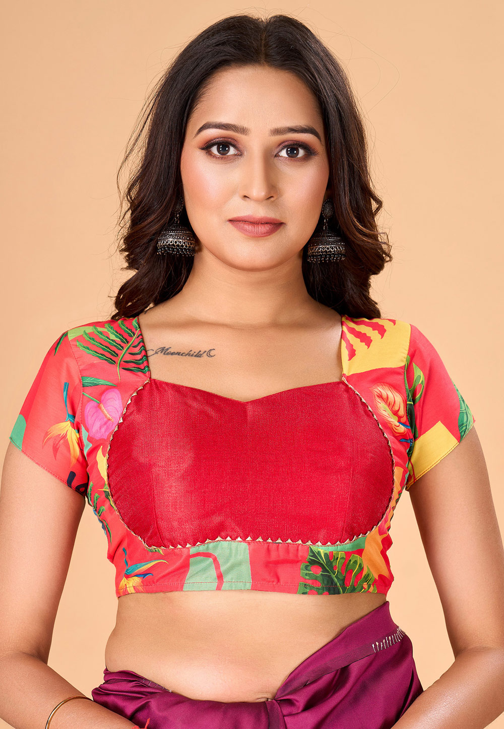 Red Art Silk Readymade Blouse 285303