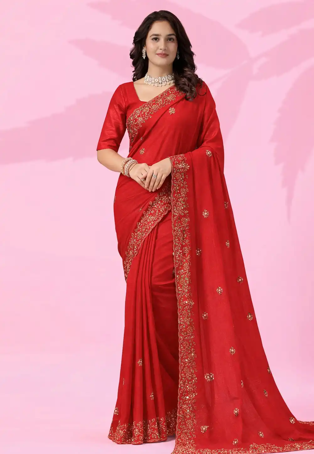 Red Art Silk Saree With Blouse 326539