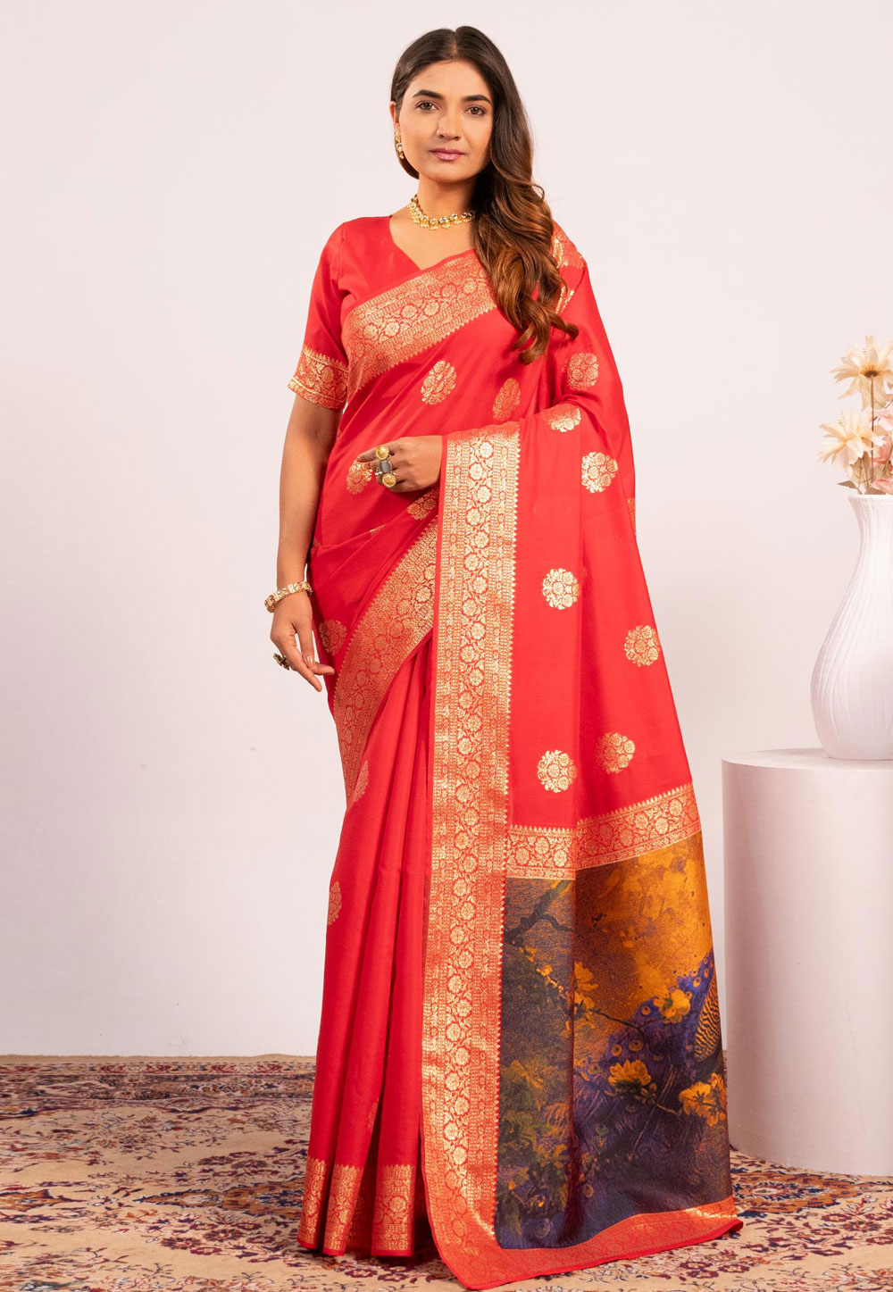 Red Banarasi Silk Saree 322657