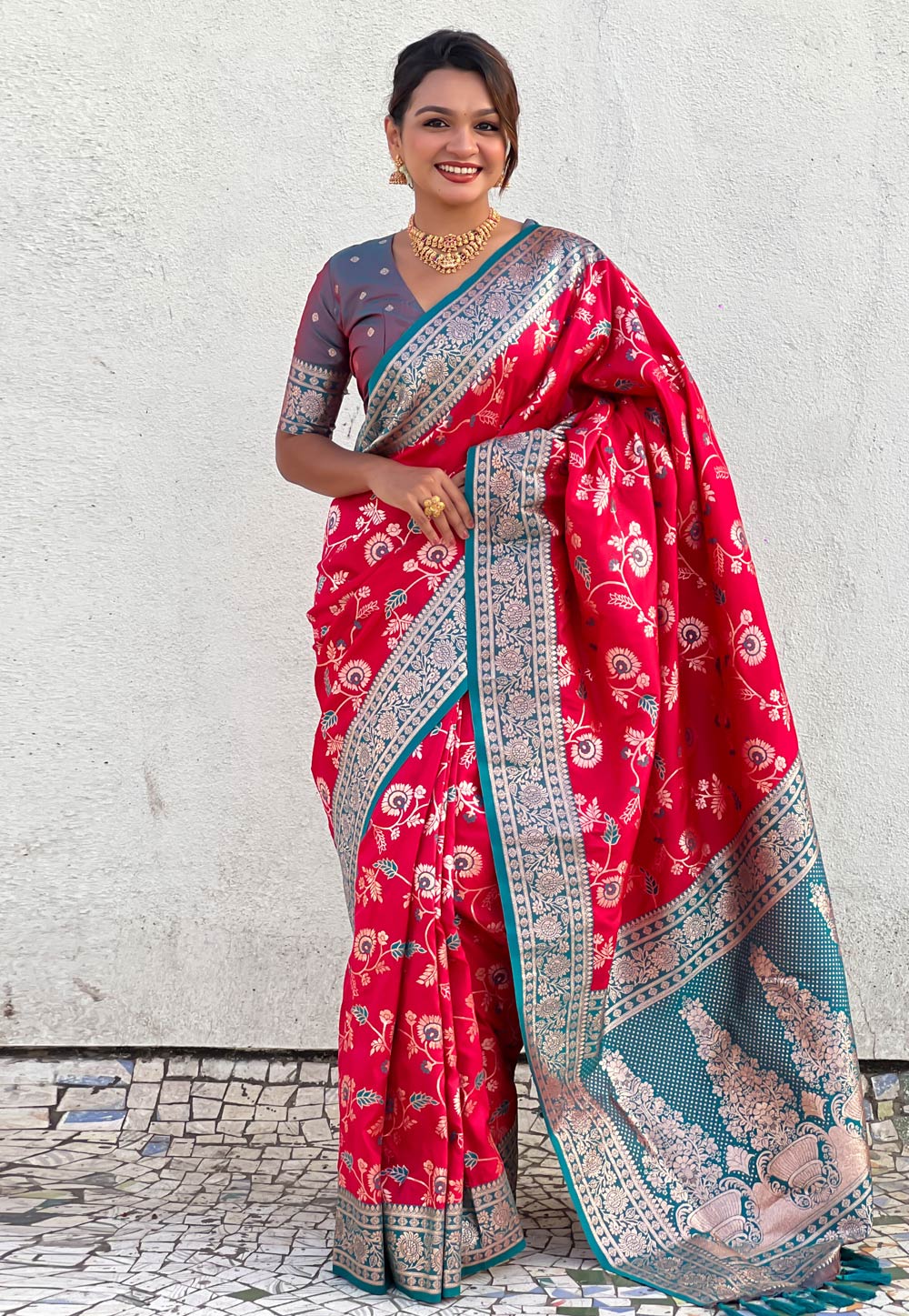 Red Banarasi Silk Saree 307962