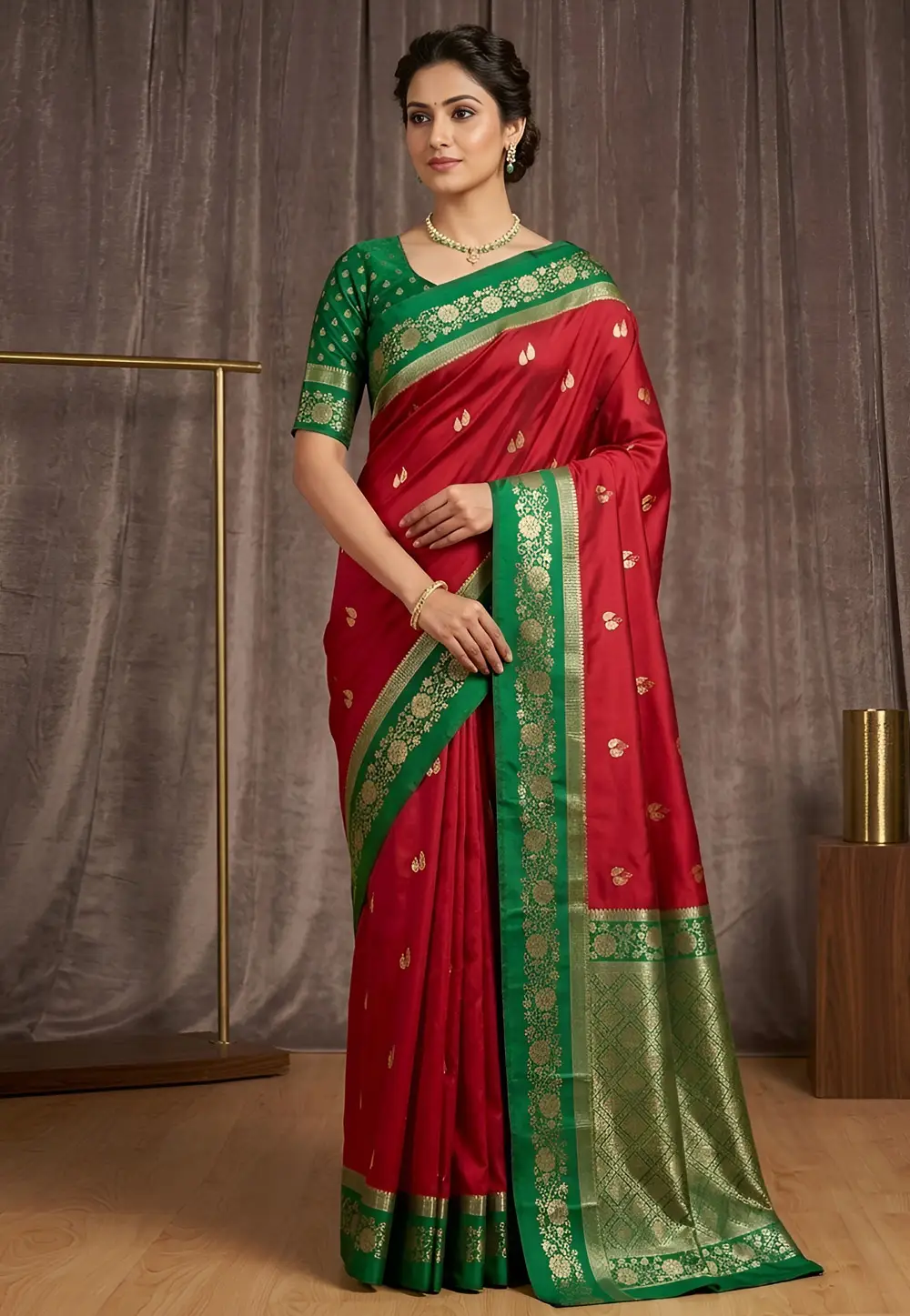 Red Banarasi Silk Saree 333292
