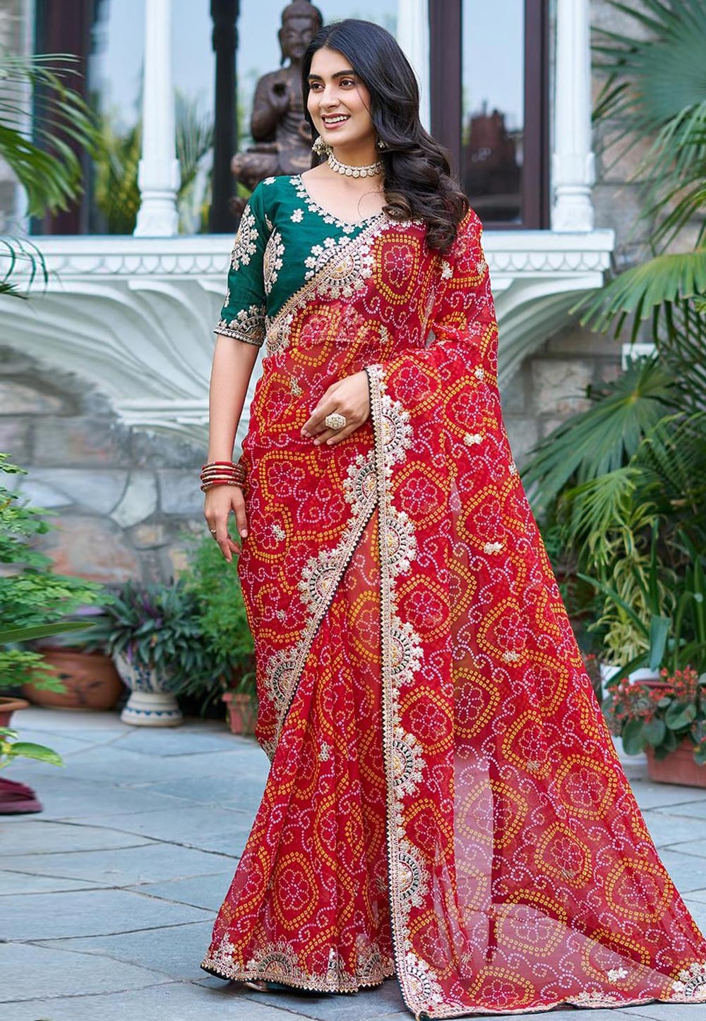Red Banglori Silk Saree With Blouse 311537