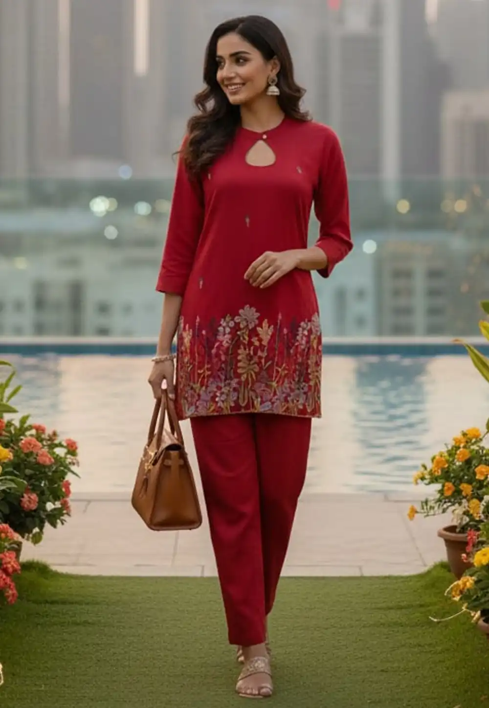 Red Cotton Co-Ords Set 321743