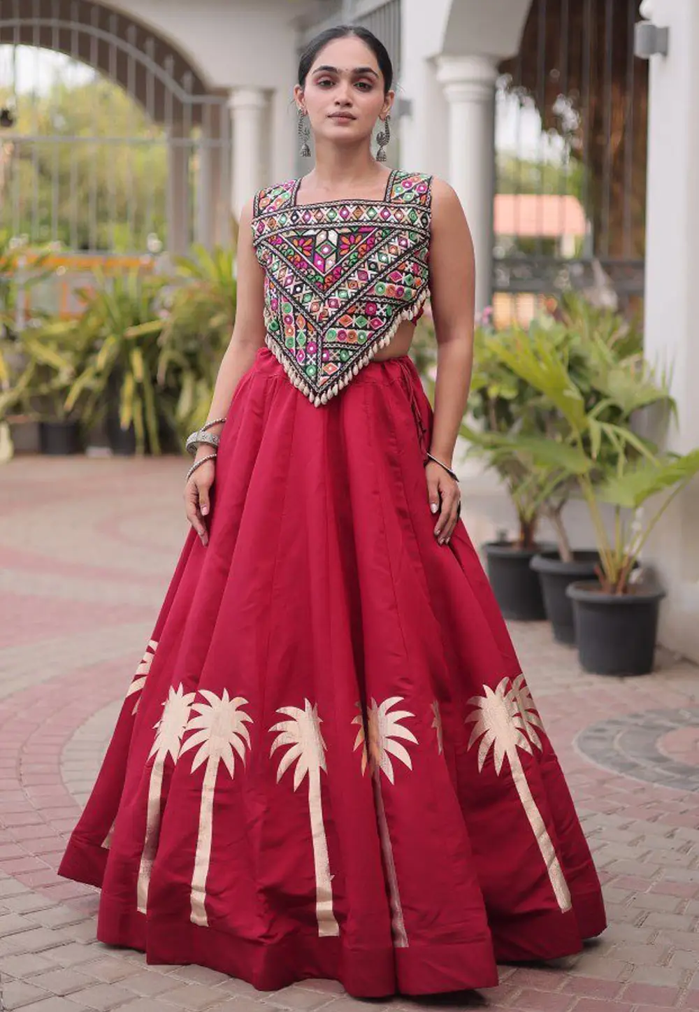 Red Cotton Navratri Chaniya Choli 332799