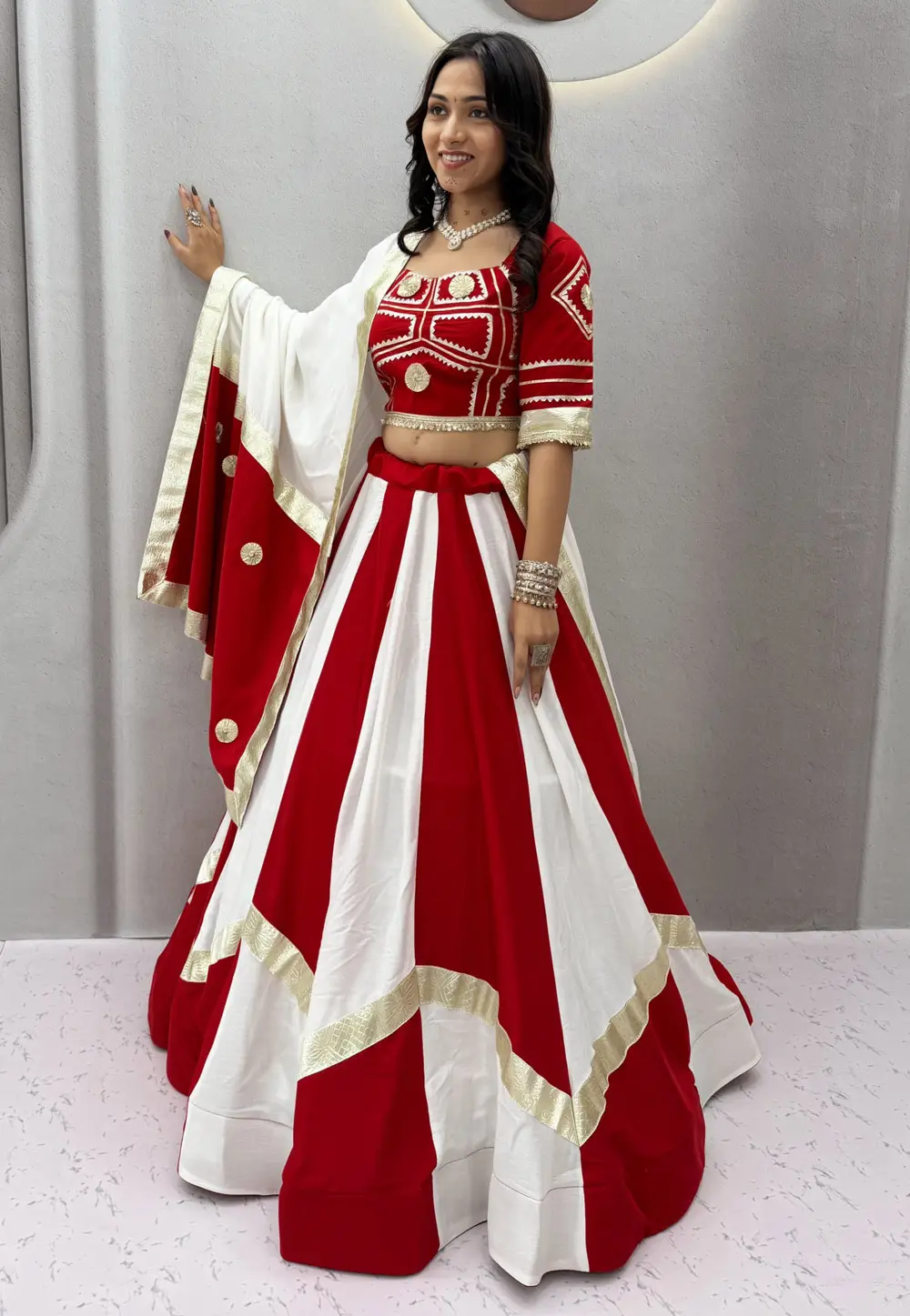 Red Cotton Navratri Chaniya Choli 333832