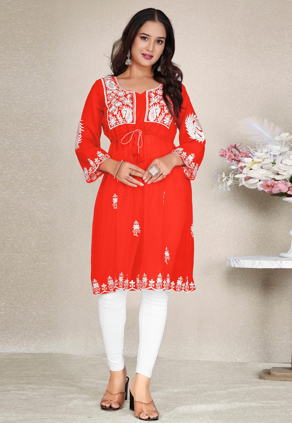 Red Georgette Kurti 324235