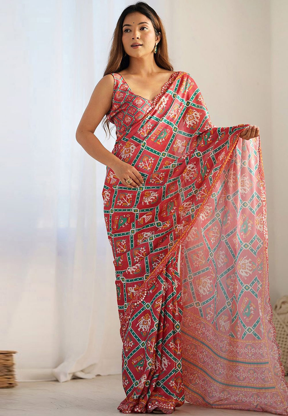 Red Georgette Light Weight Saree 311561