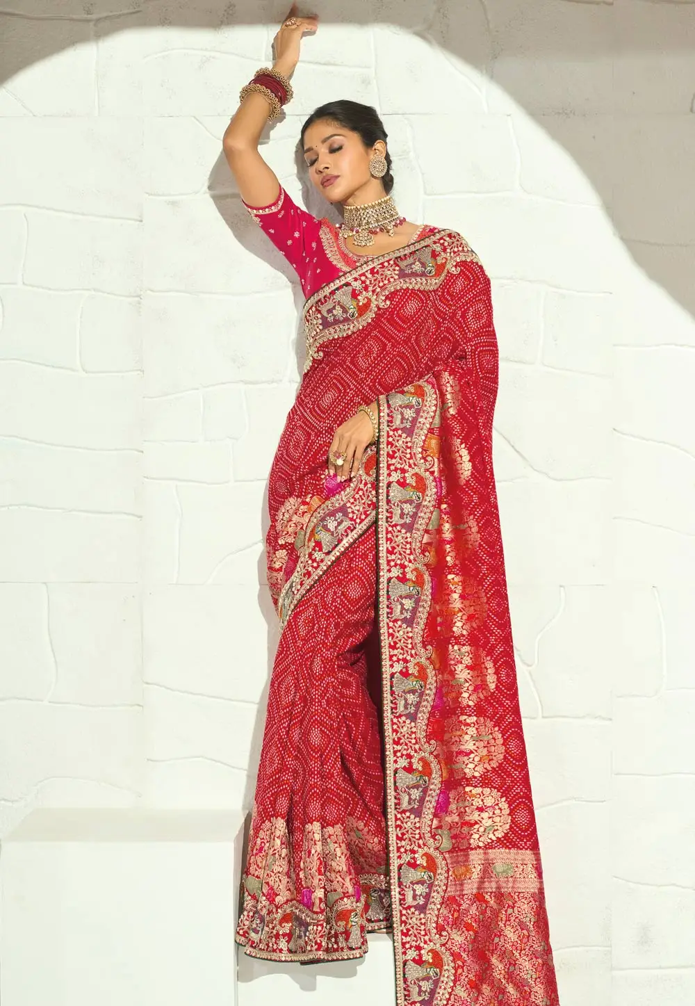 Red Georgette Saree With Blouse 336345