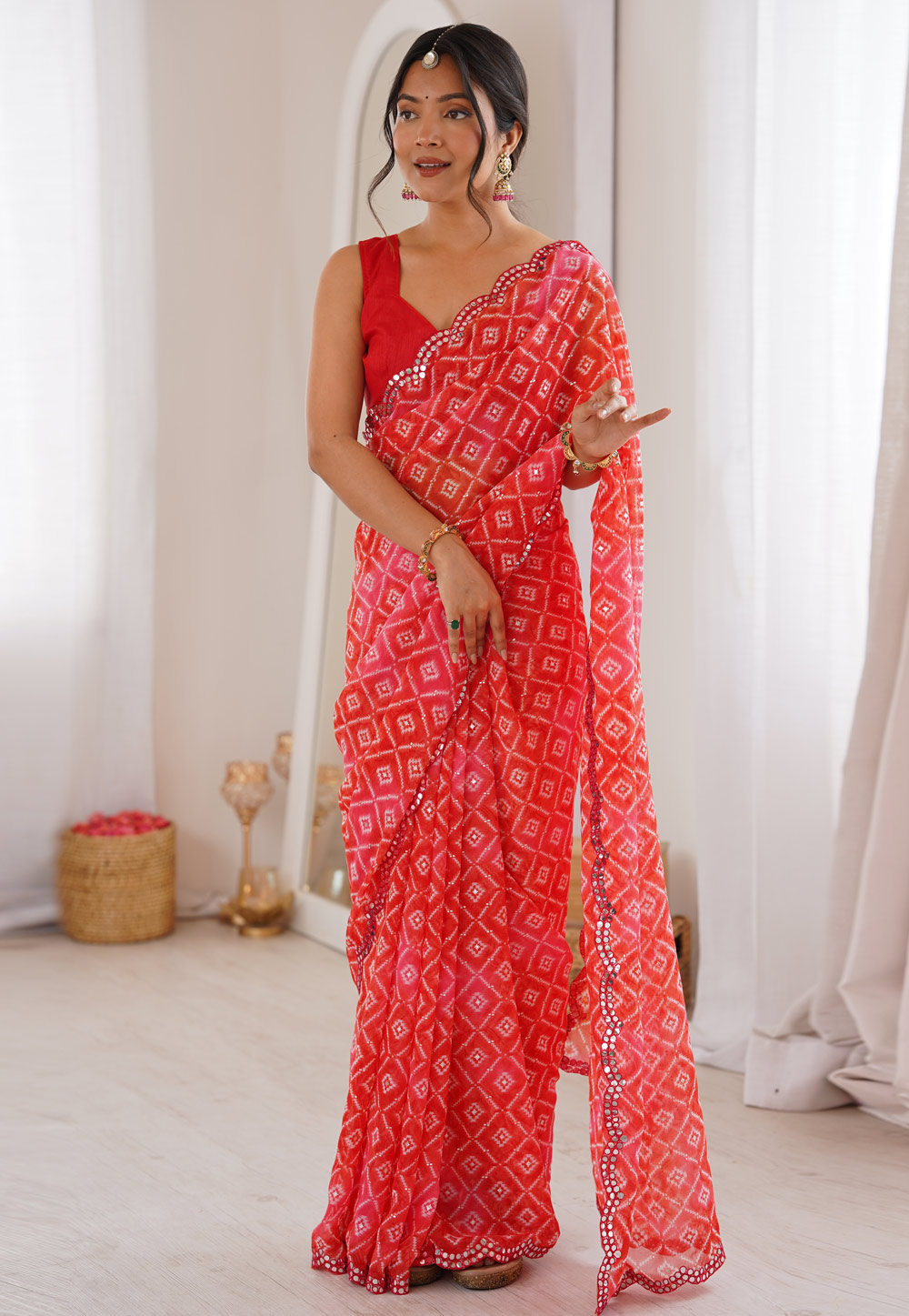 Red Georgette Saree With Blouse 328034
