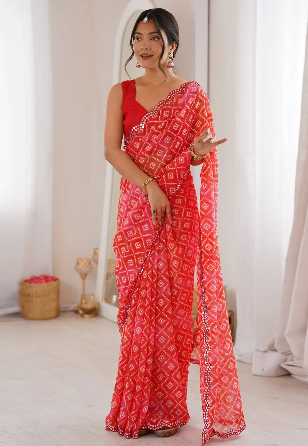 Red Georgette Saree With Blouse 328034