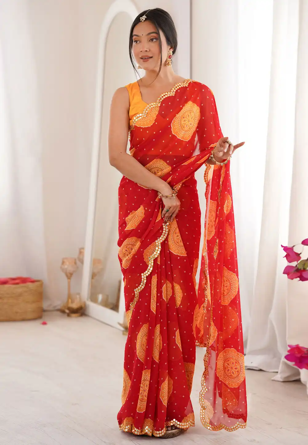 Red Georgette Saree With Blouse 328038