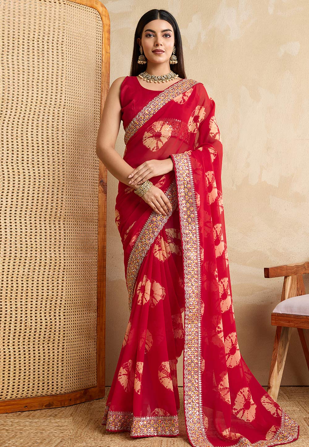 Red Georgette Saree With Blouse 311252