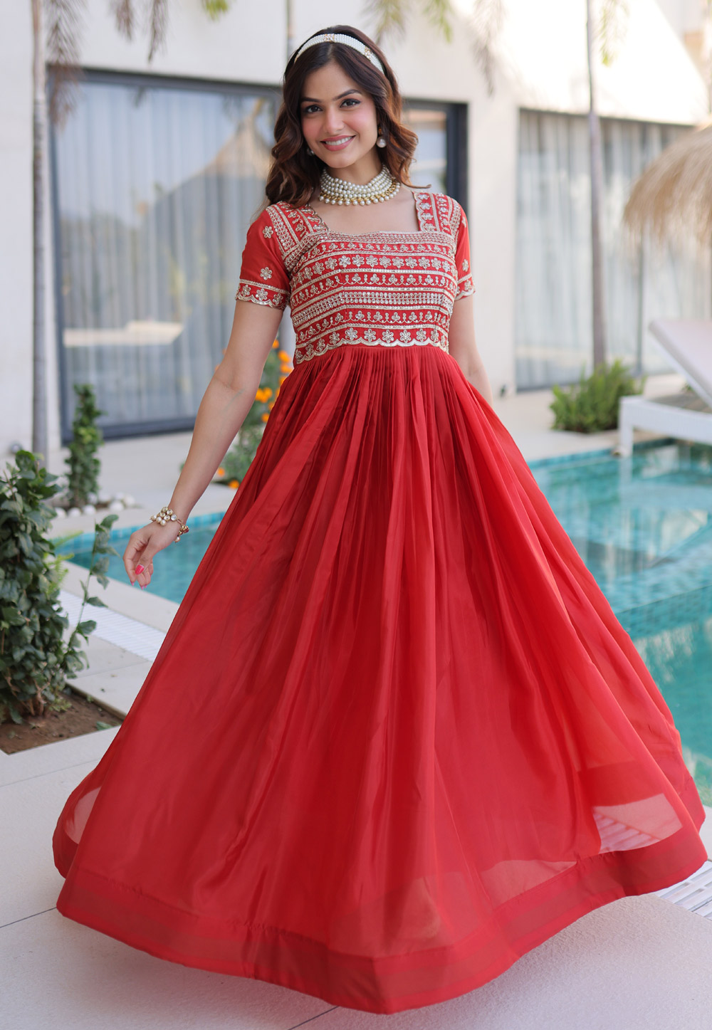 Red Organza Gown 326341