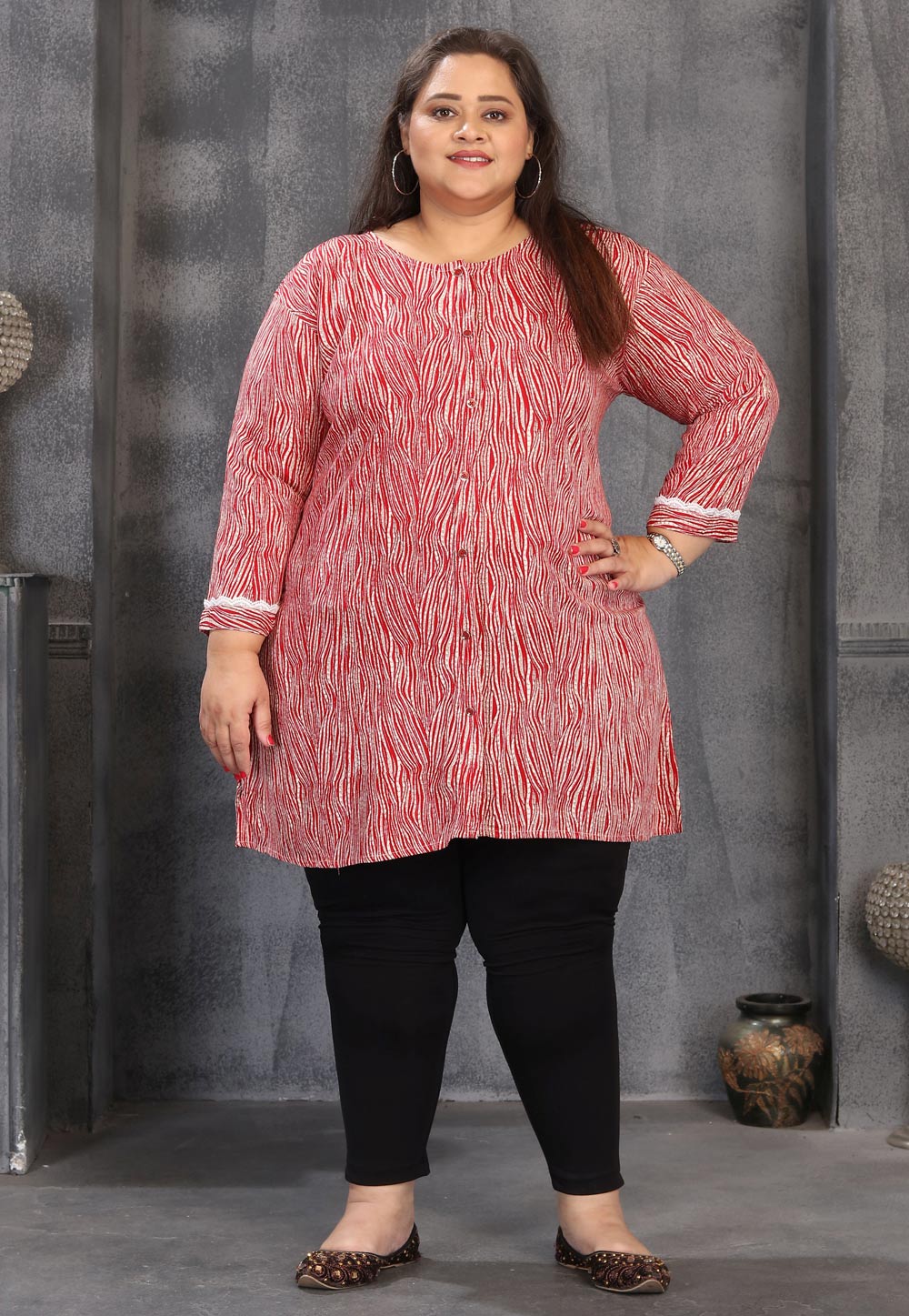 Red Rayon Kurti 319482