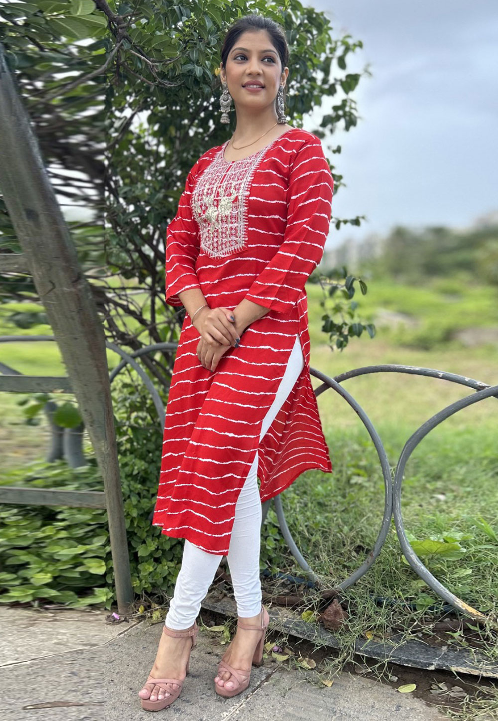 Red Rayon Long Tunic 313024