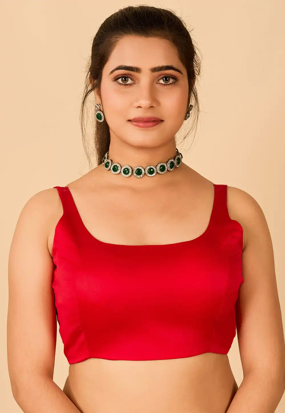 Red Satin Readymade Blouse 285309