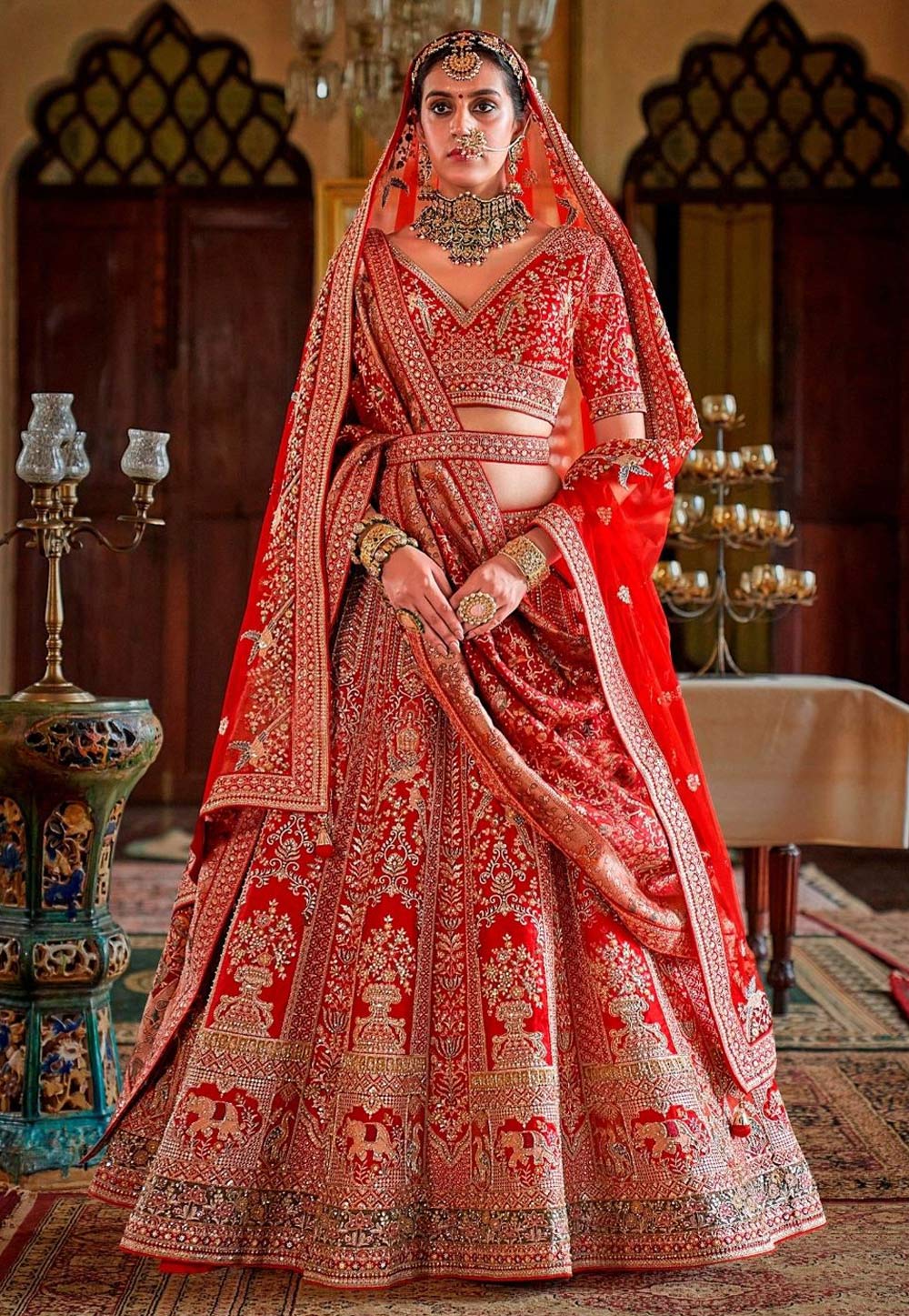 Red Silk Bridal Lehenga Choli 318130