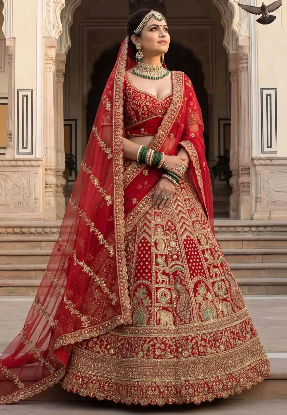Red Silk Bridal Lehenga Choli 328145
