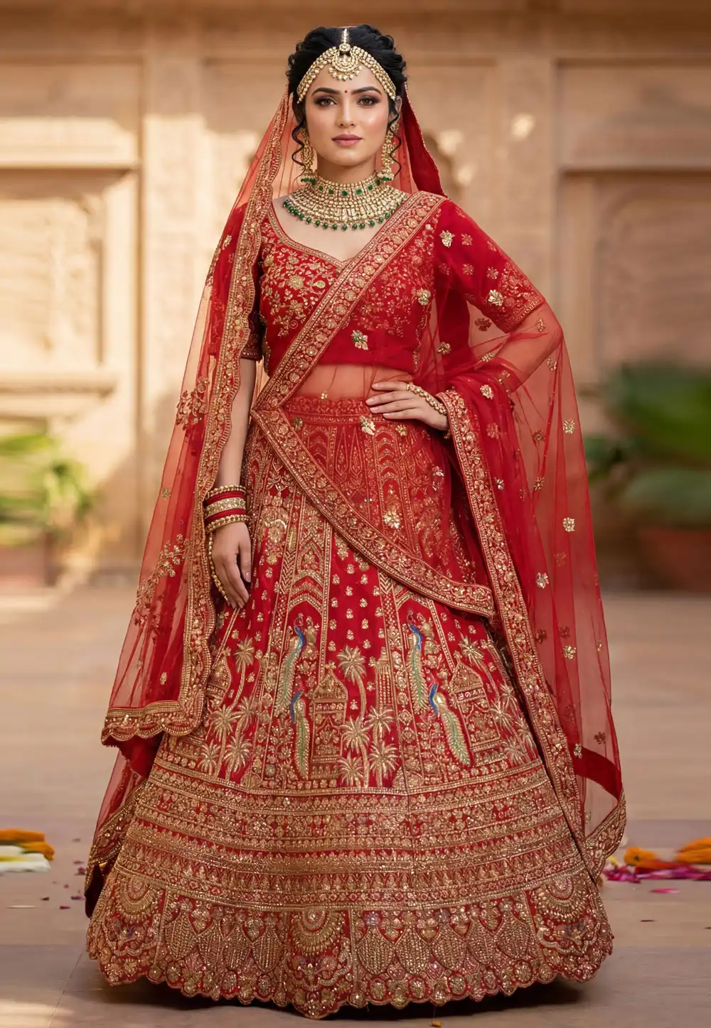 Red Silk Bridal Lehenga Choli 328147