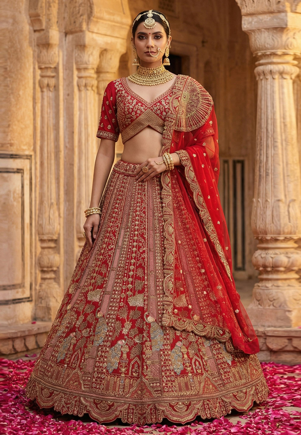 Red Silk Bridal Lehenga Choli 322444