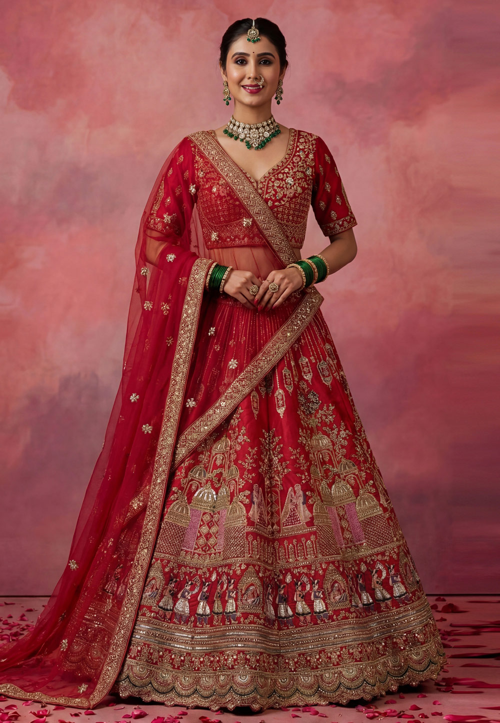 Red Silk Bridal Lehenga Choli 324414