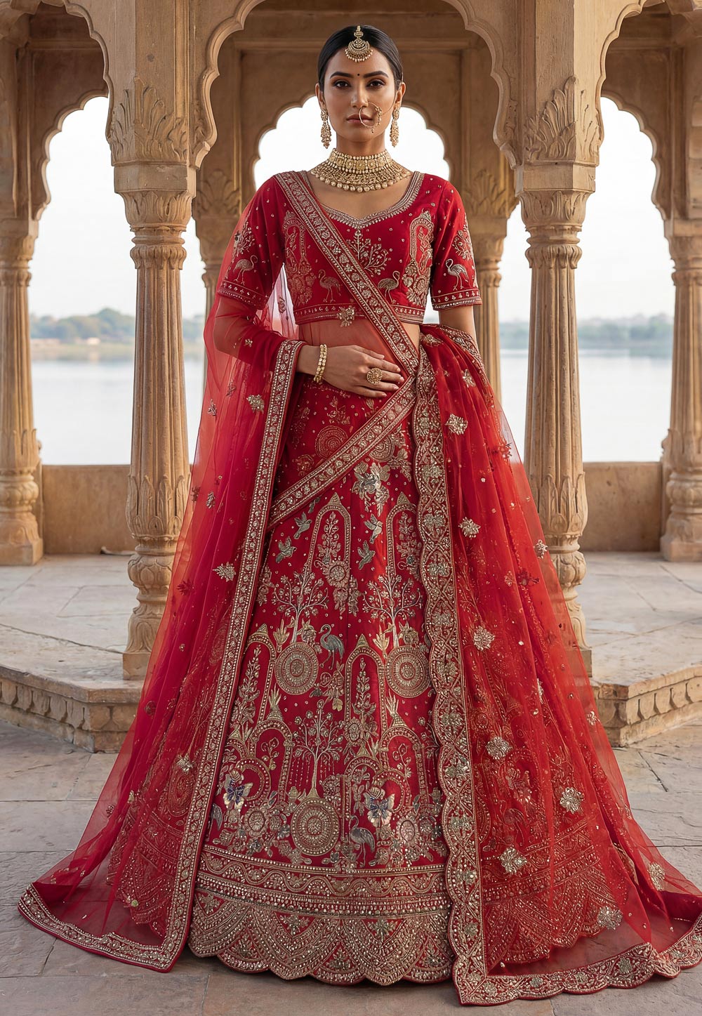 Red Silk Bridal Lehenga Choli 324716