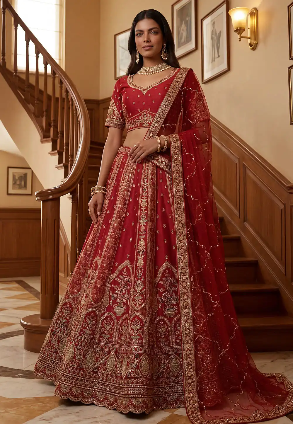 Red Silk Bridal Lehenga Choli 326312