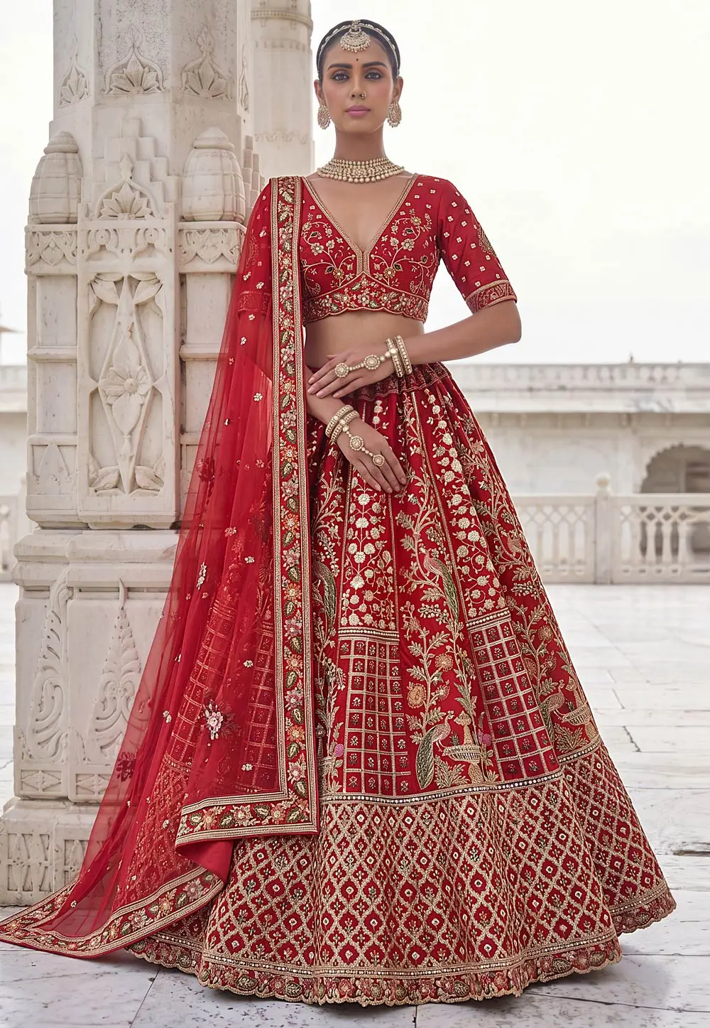 Red Silk Bridal Lehenga Choli 331182