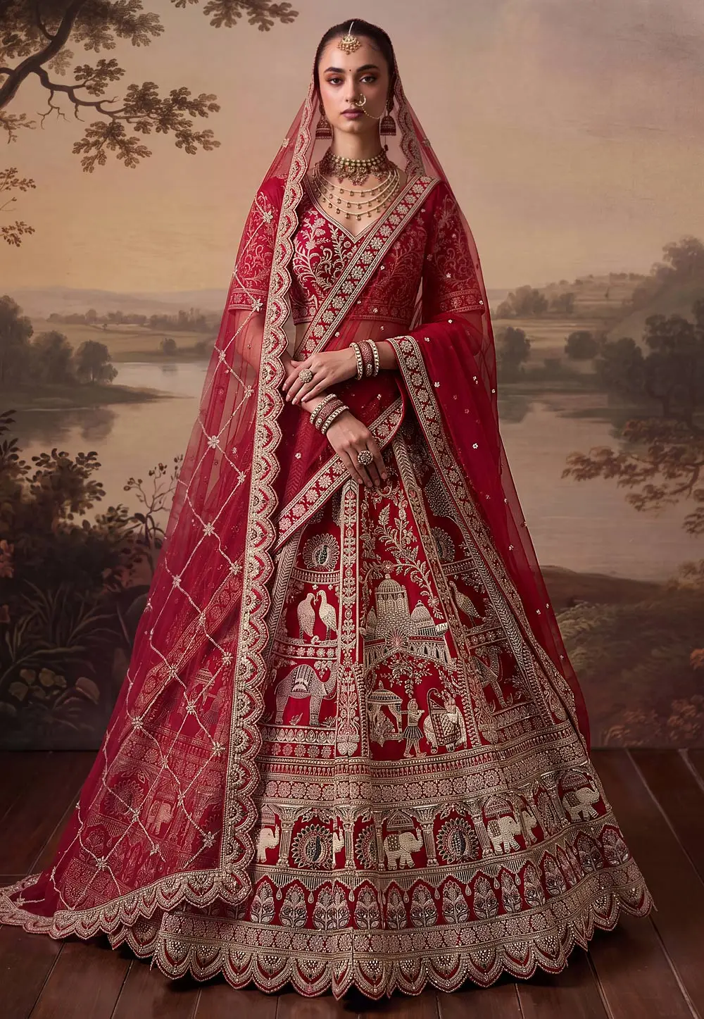 Red Silk Bridal Lehenga Choli 336118