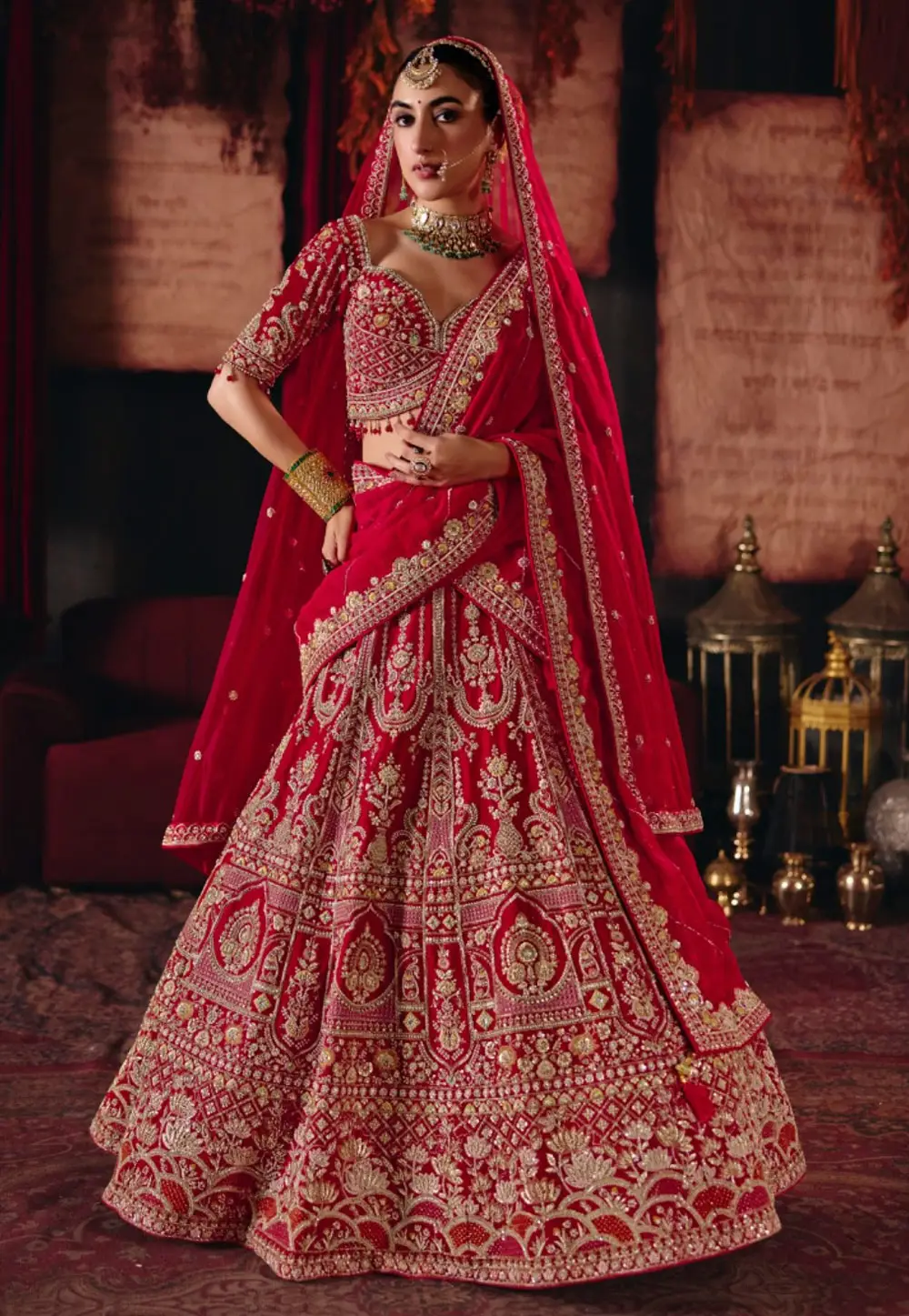 Red Silk Bridal Lehenga Choli 336093