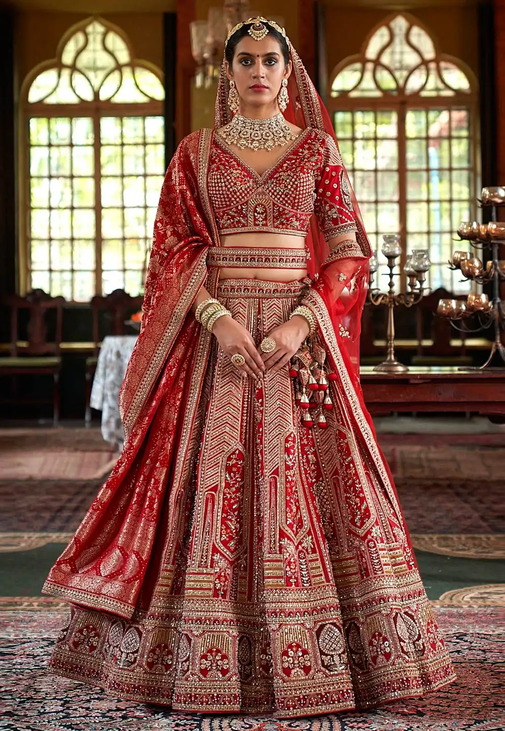 Red Silk Bridal Lehenga Choli 317319