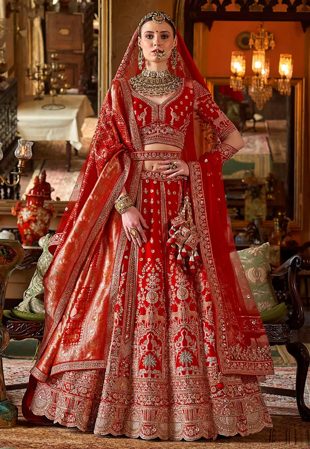 Red Silk Bridal Lehenga Choli 317320