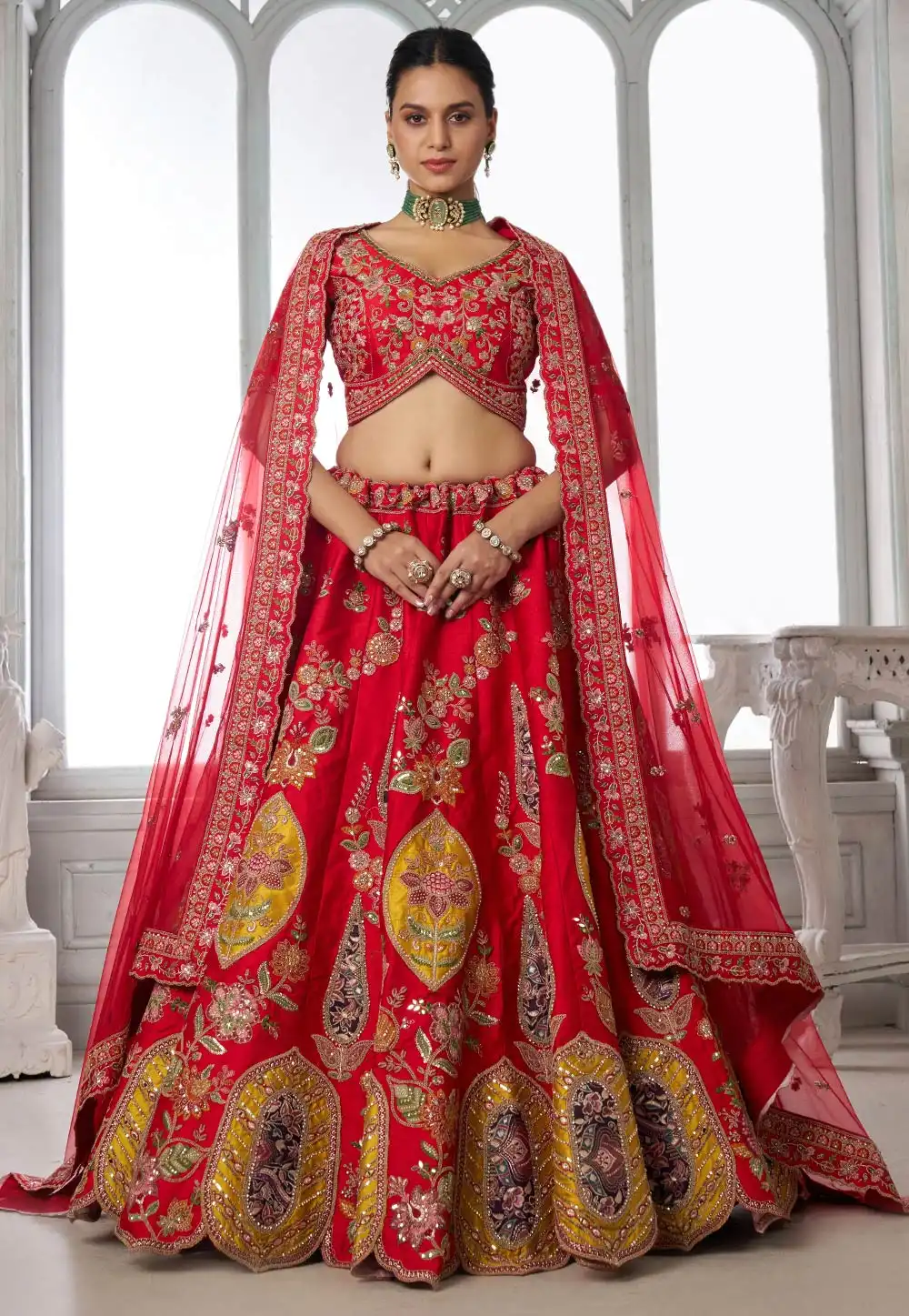 Red Silk Lehenga Choli For Wedding 329372
