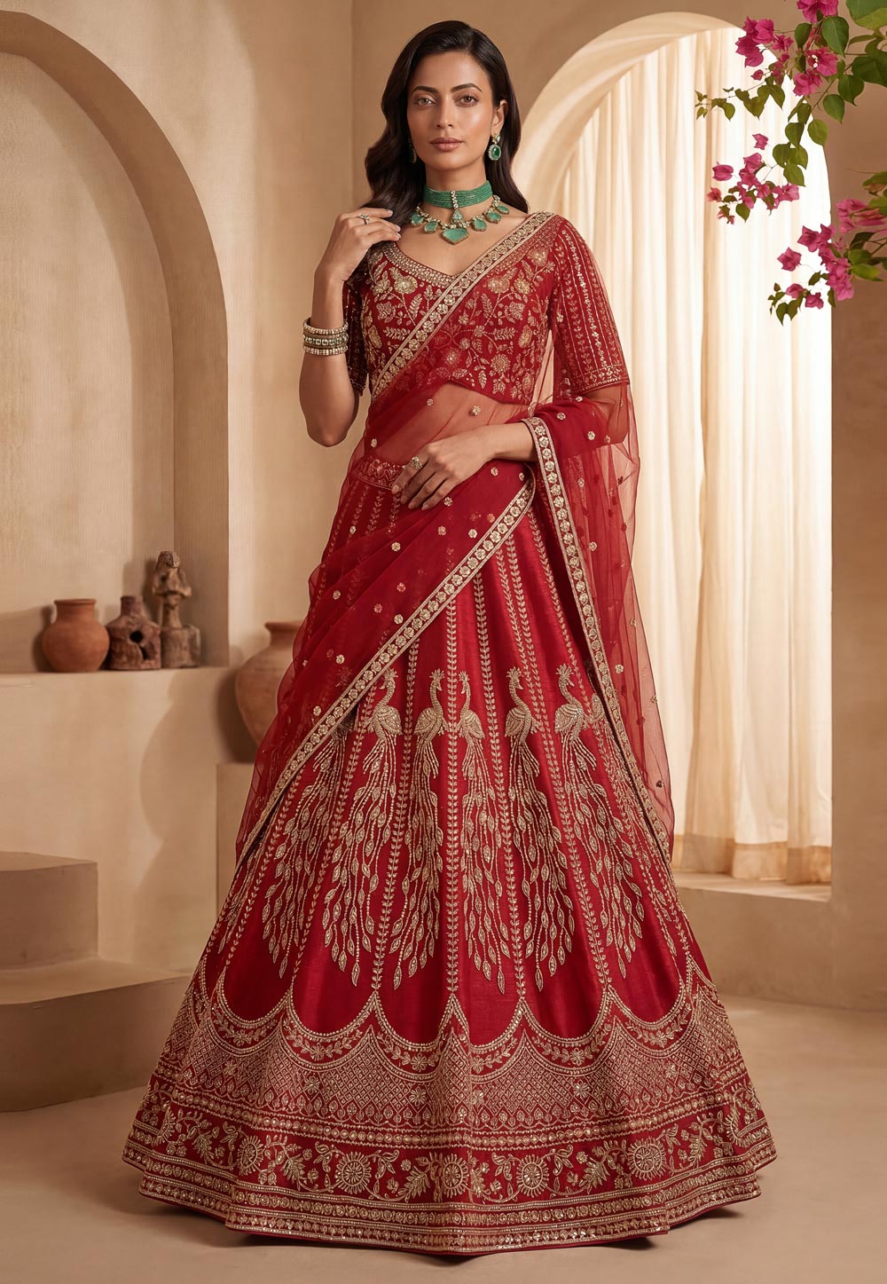 Red Silk Lehenga Choli For Wedding 326308