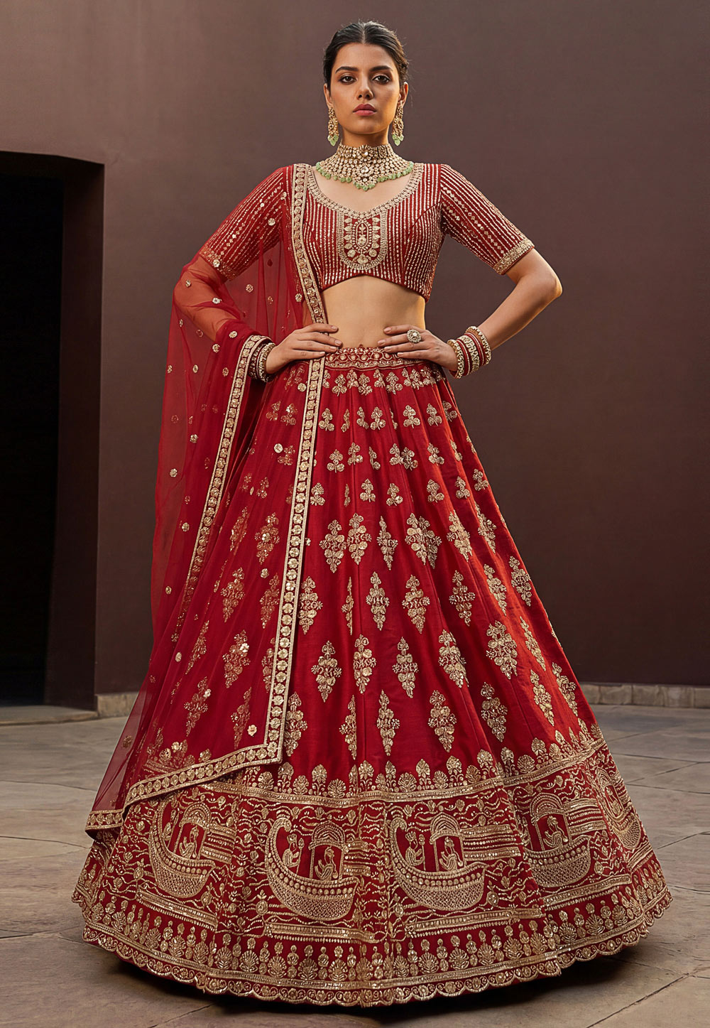 Red Silk Lehenga Choli For Wedding 326330