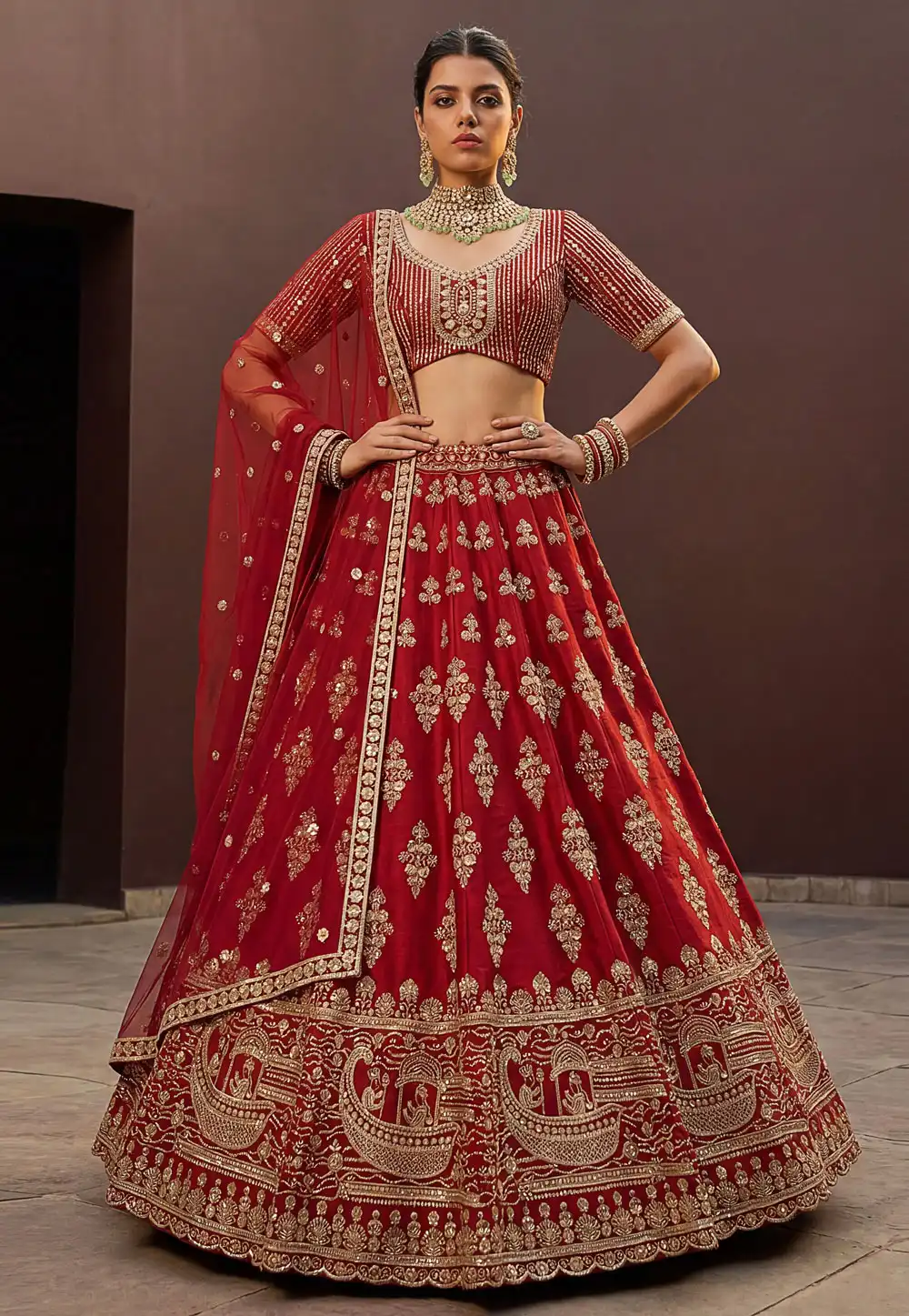 Red Silk Lehenga Choli For Wedding 326330