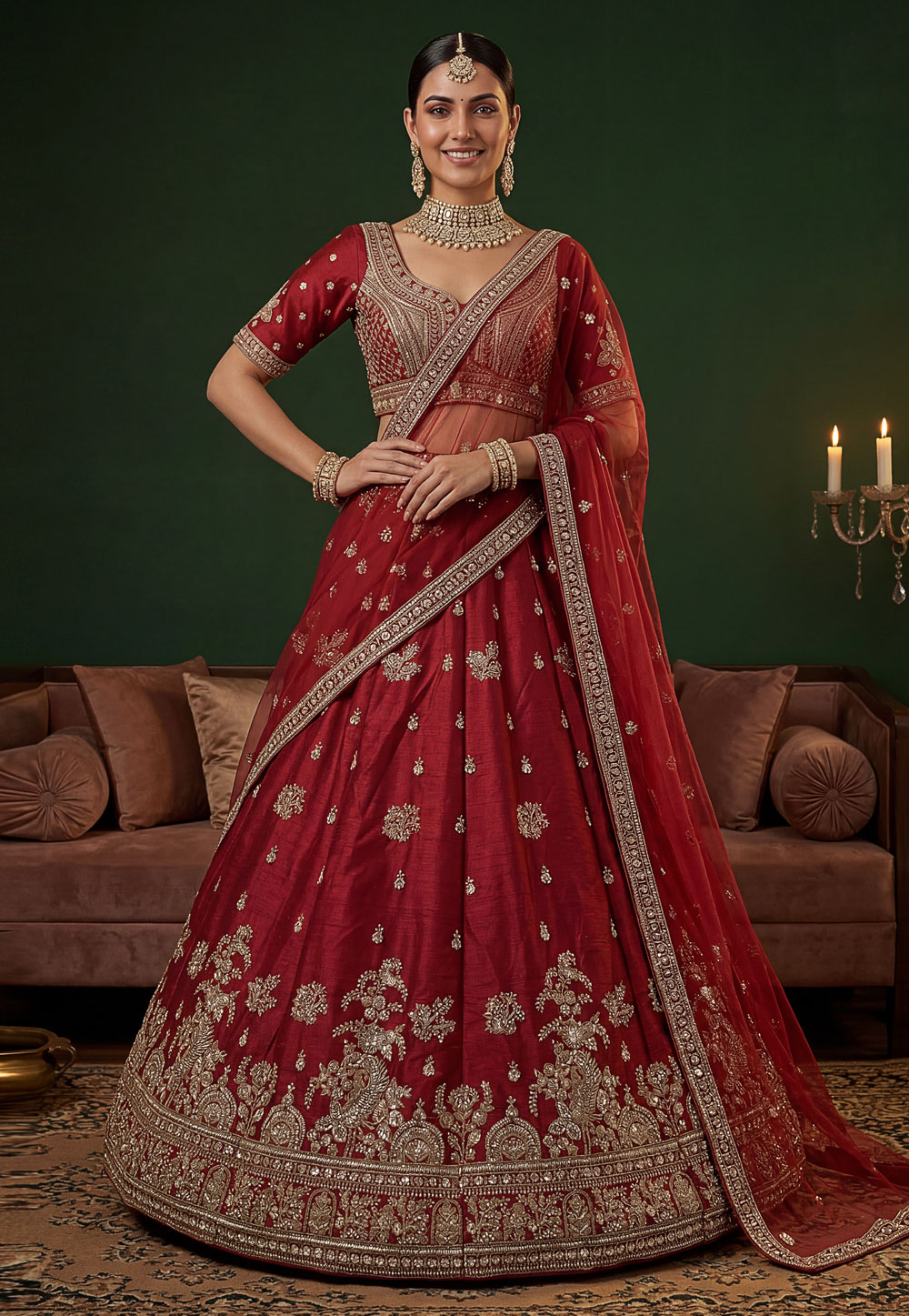 Red Silk Lehenga Choli For Wedding 328231