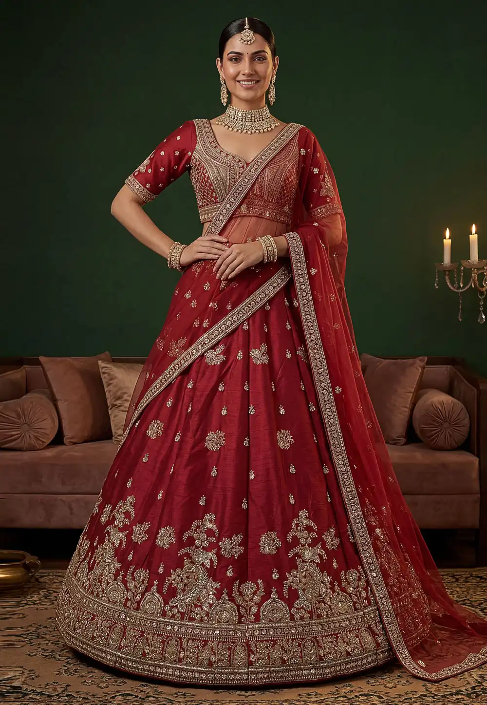 Red Silk Lehenga Choli For Wedding 328231
