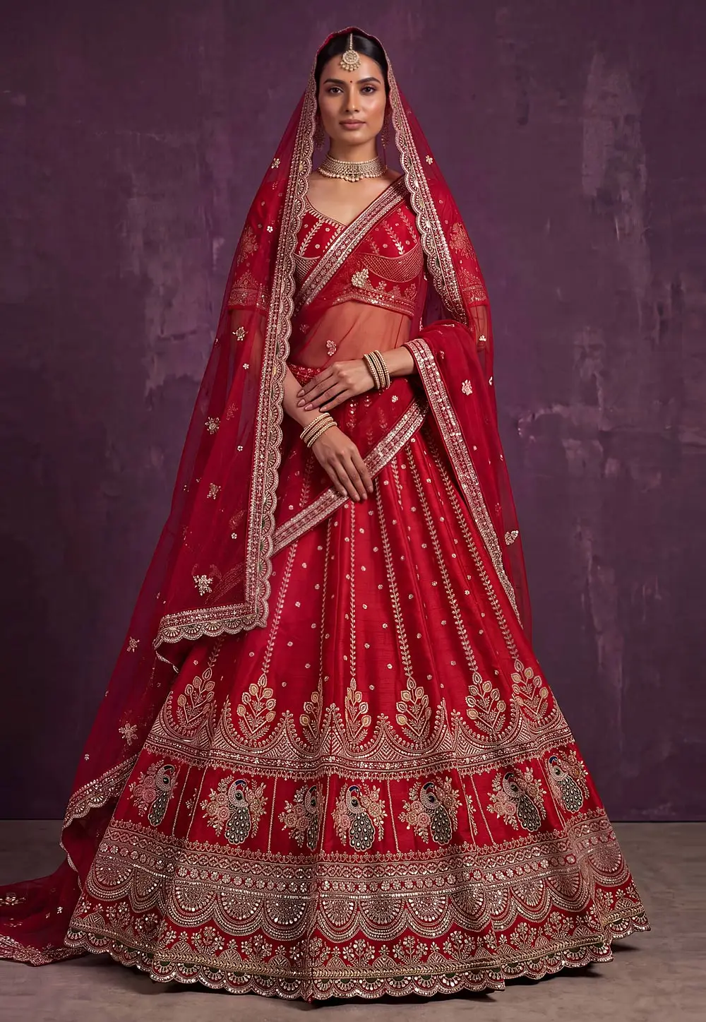 Red Silk Lehenga Choli For Wedding 335377