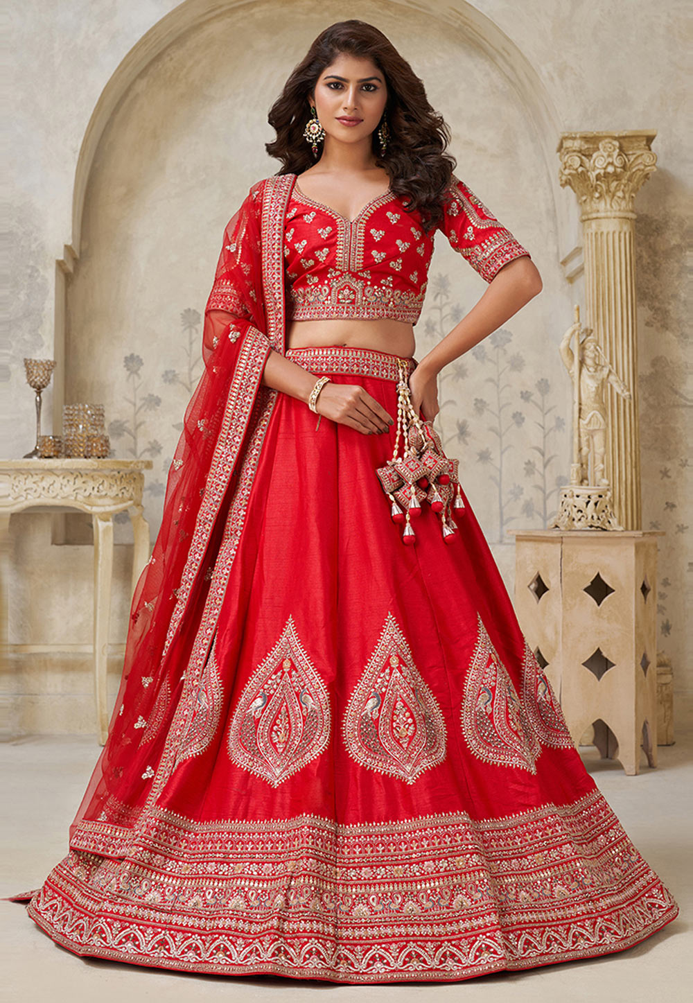 Red Silk Lehenga Choli 318864