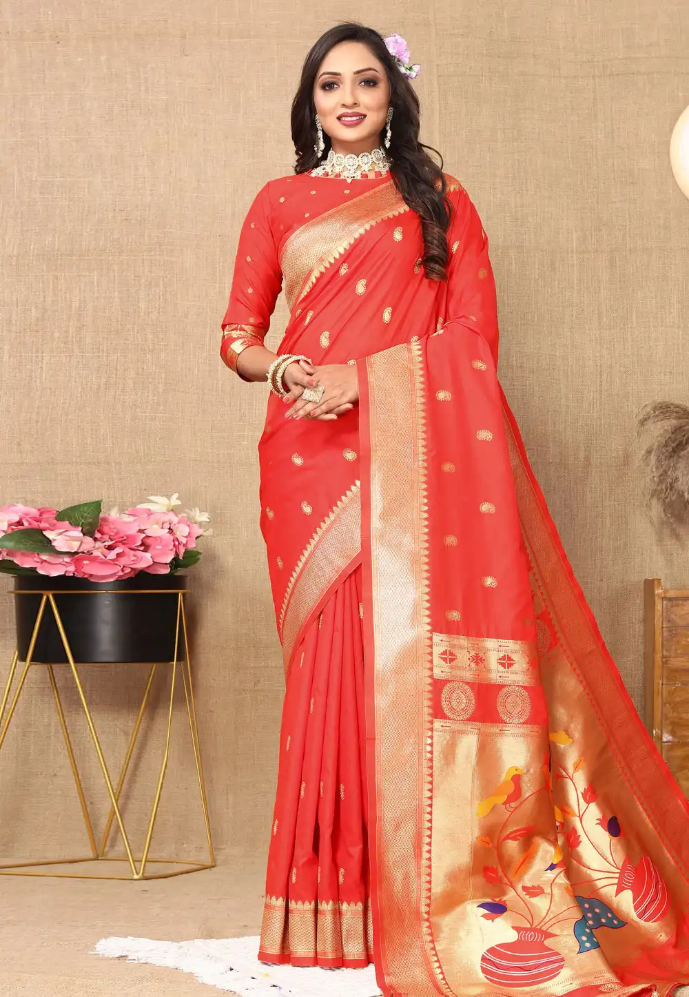 Red Silk Paithani Saree 314795