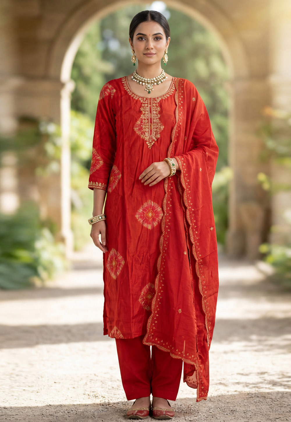 Red Silk Pakistani Suit 324723